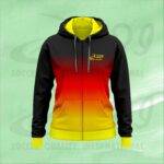 Wholesale Custom Zipper Hoodie with full zipper, drawstring, and personalized team logos for clubs and sportswear