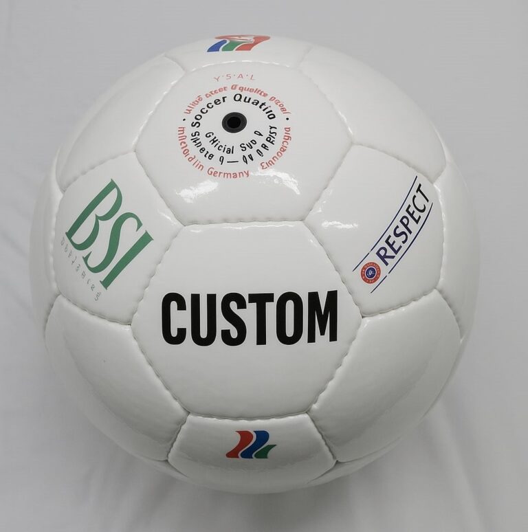 Custom-designed blind football with team colors and logo
