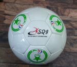 Custom blind football manufactured by Soccer Quality International in Pakistan, featuring the Pakistan Blind Sports Federation logo, designed with sound technology for visually impaired players.